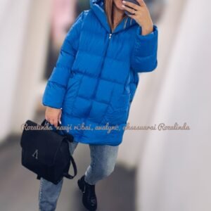 Šilta oversize striukė ryški mėlyna