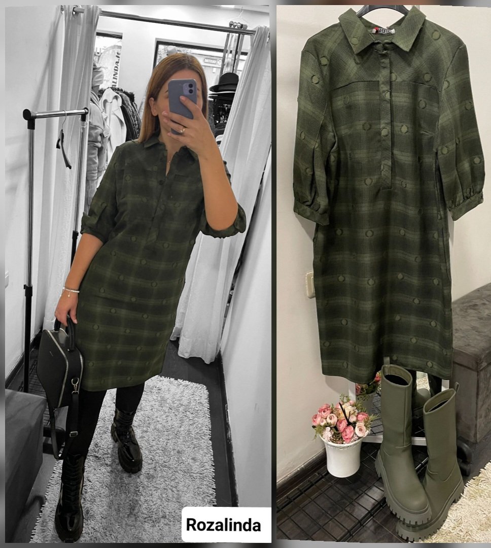 Žalių tonų šiltesnė suknelė