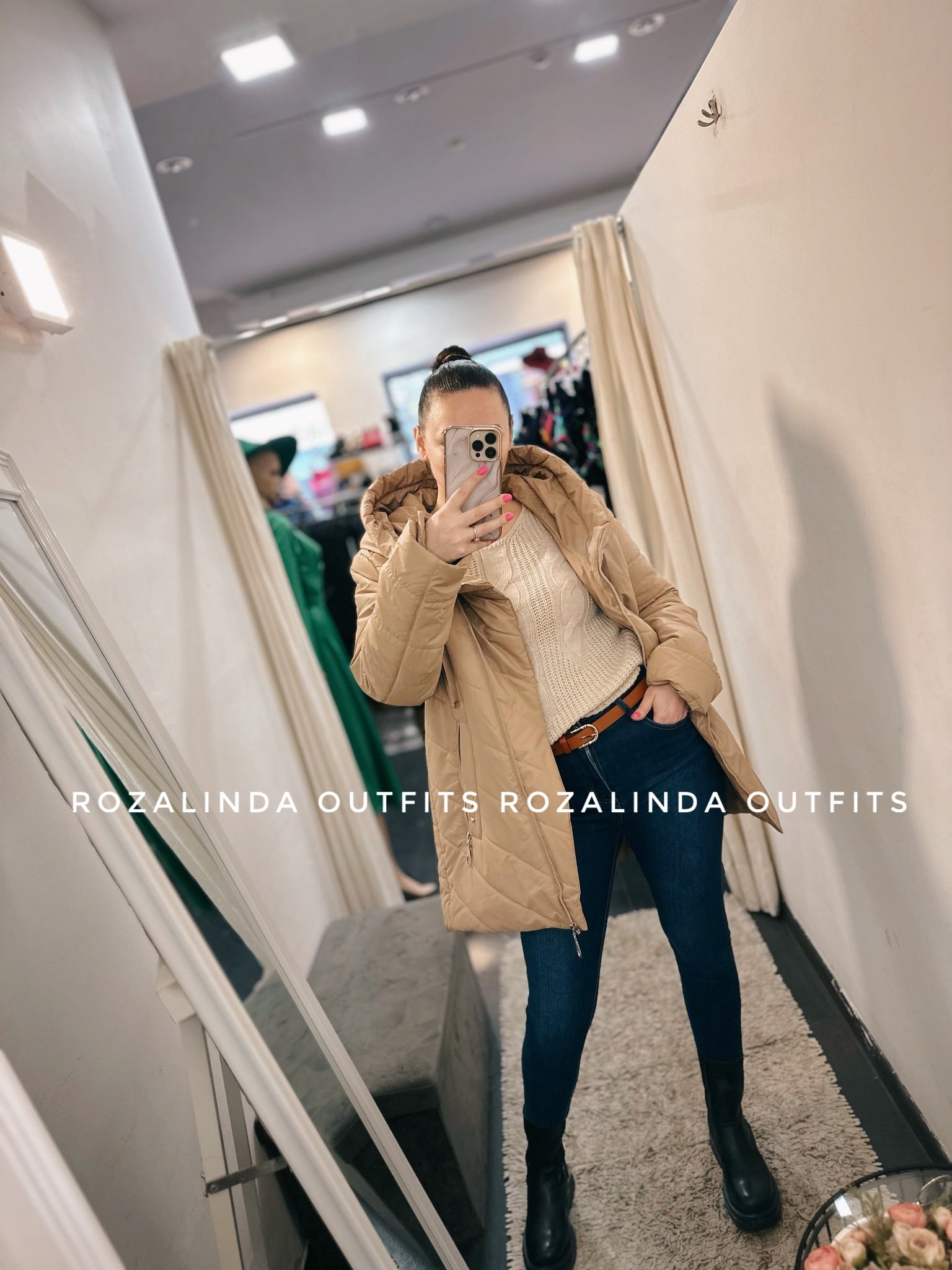 Lengvos rusvos striukės plius dydžio su gobtuvu - Image 4