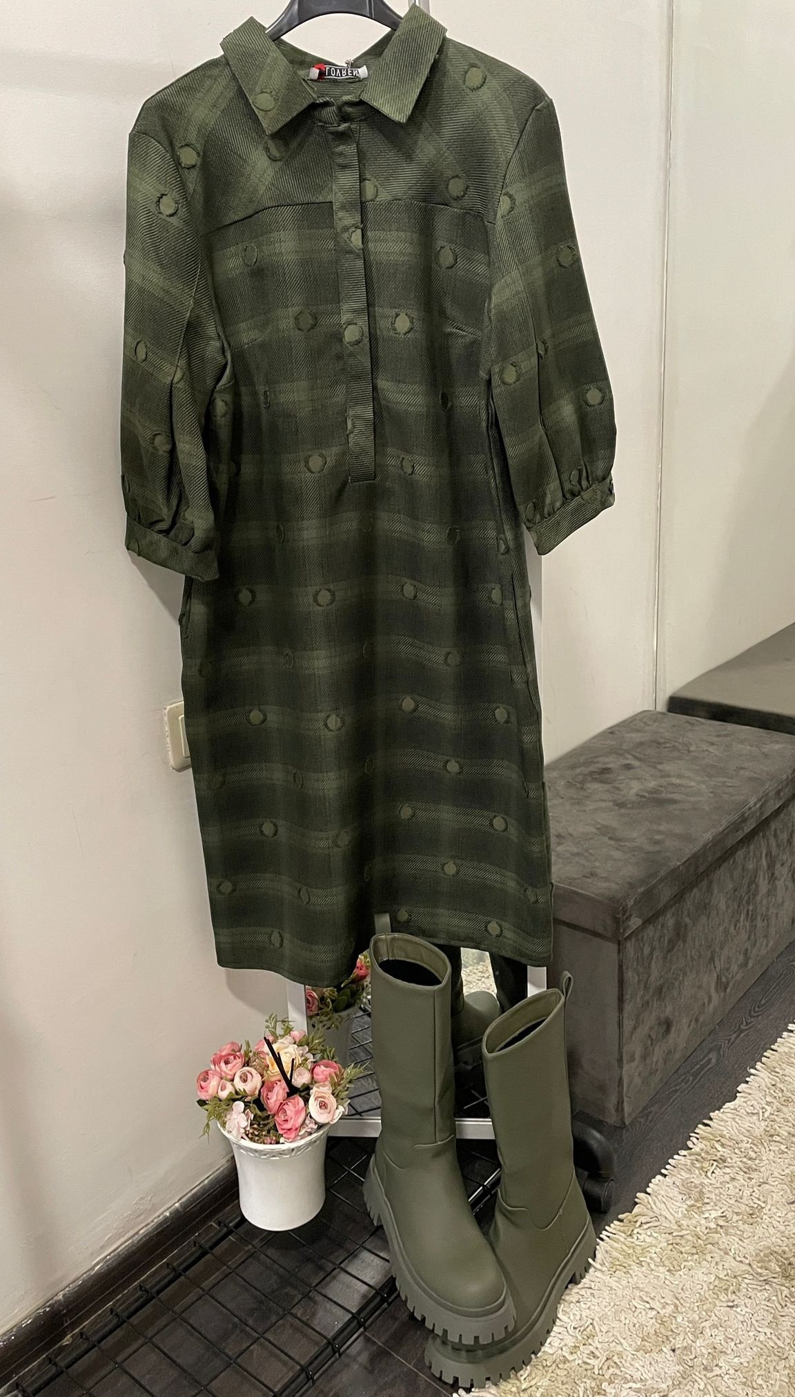 Žalių tonų šiltesnė suknelė - Image 3