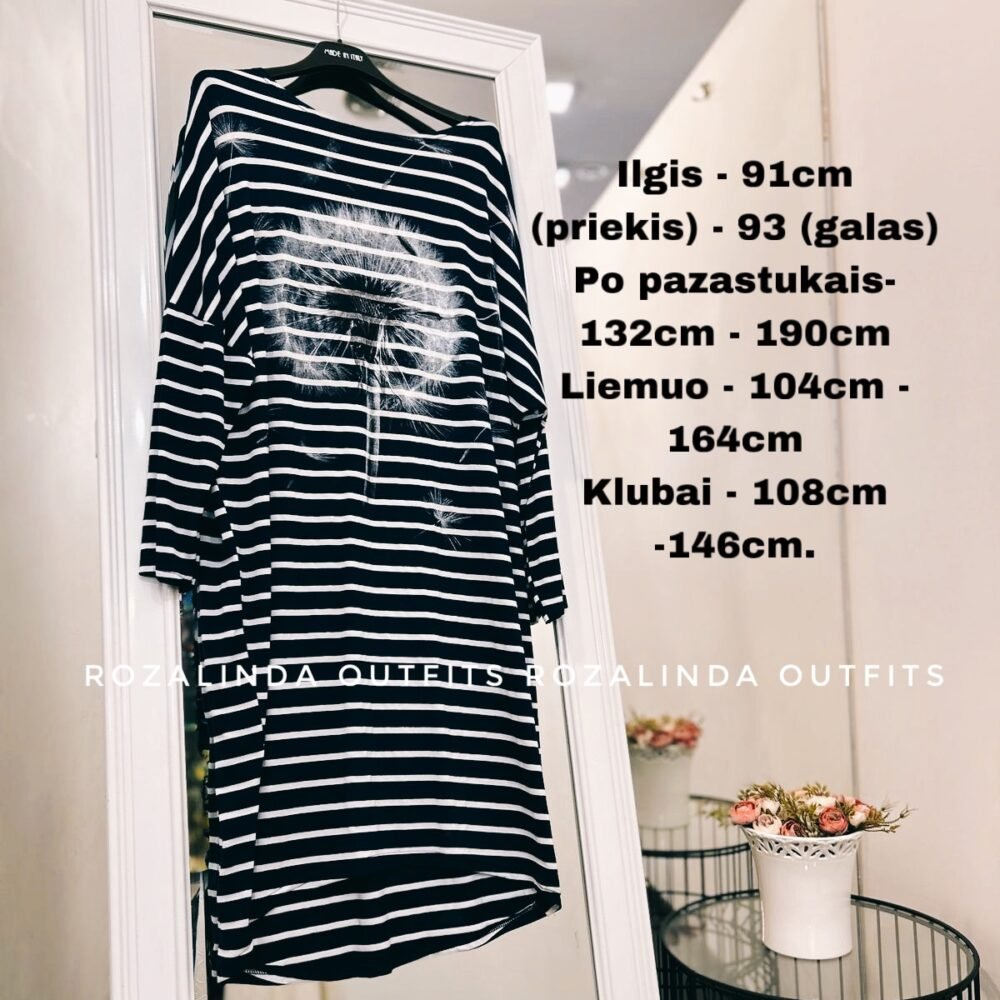 Dryžuota suknelė kasdienai plius dydžio