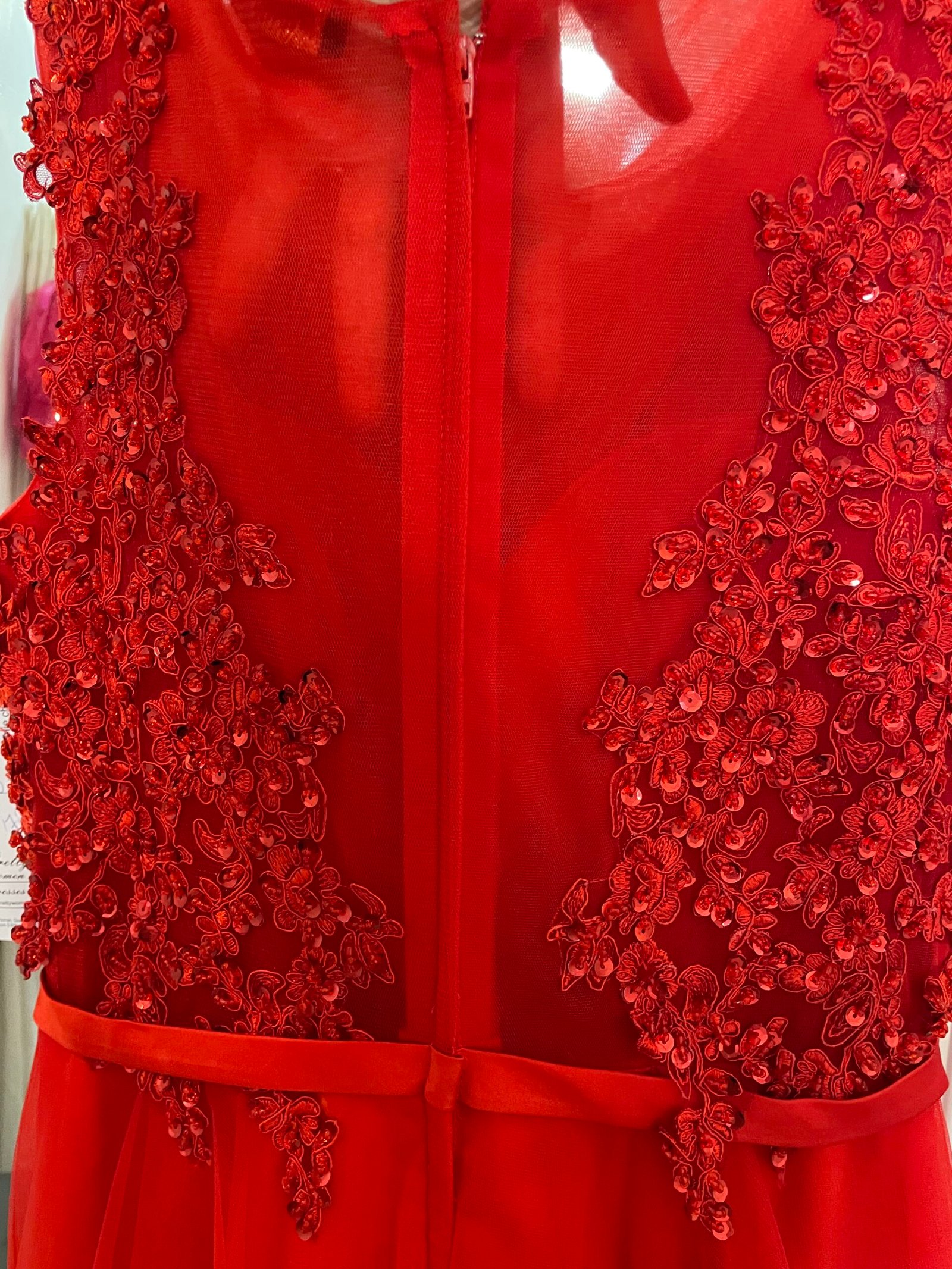 Ilga raudona tiulinė suknelė „Raudonasis žiedas“ 40 dydis - Image 5