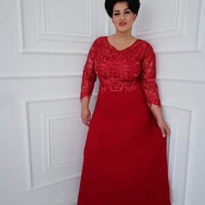 Ilga raudona ažūrinė suknelė „Raudona elegancija“ 54dydis