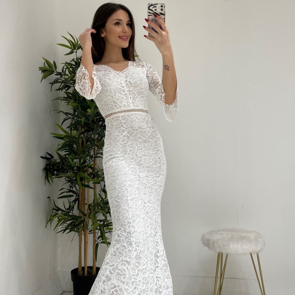 Balta nėriniuota suknelė „Baltoji undinėlė“