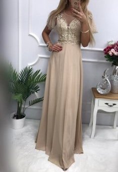 Ilga romantiška suknelė „Smėlio elegancija“