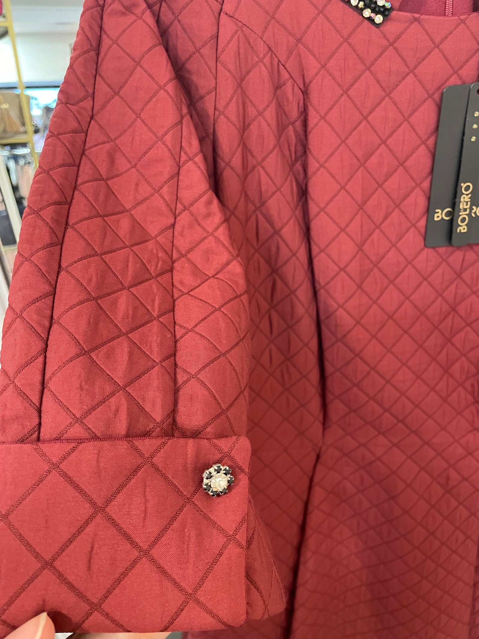 Bordinė midi suknelė iš standaus dygsniuoto audinio su pamušalu - Image 4